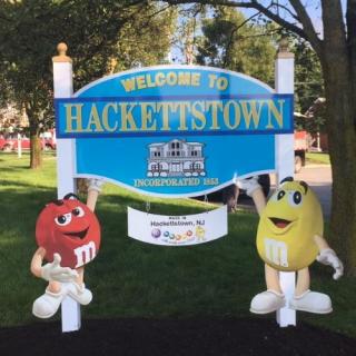 Welcome to Hackettstown M&Ms sign 